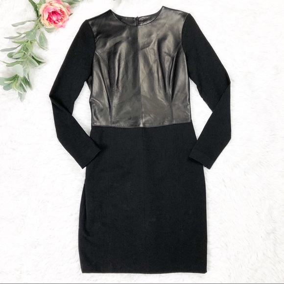 Antonio Melani Black Leather Long Sleeve Dress - Picture 2 of 6